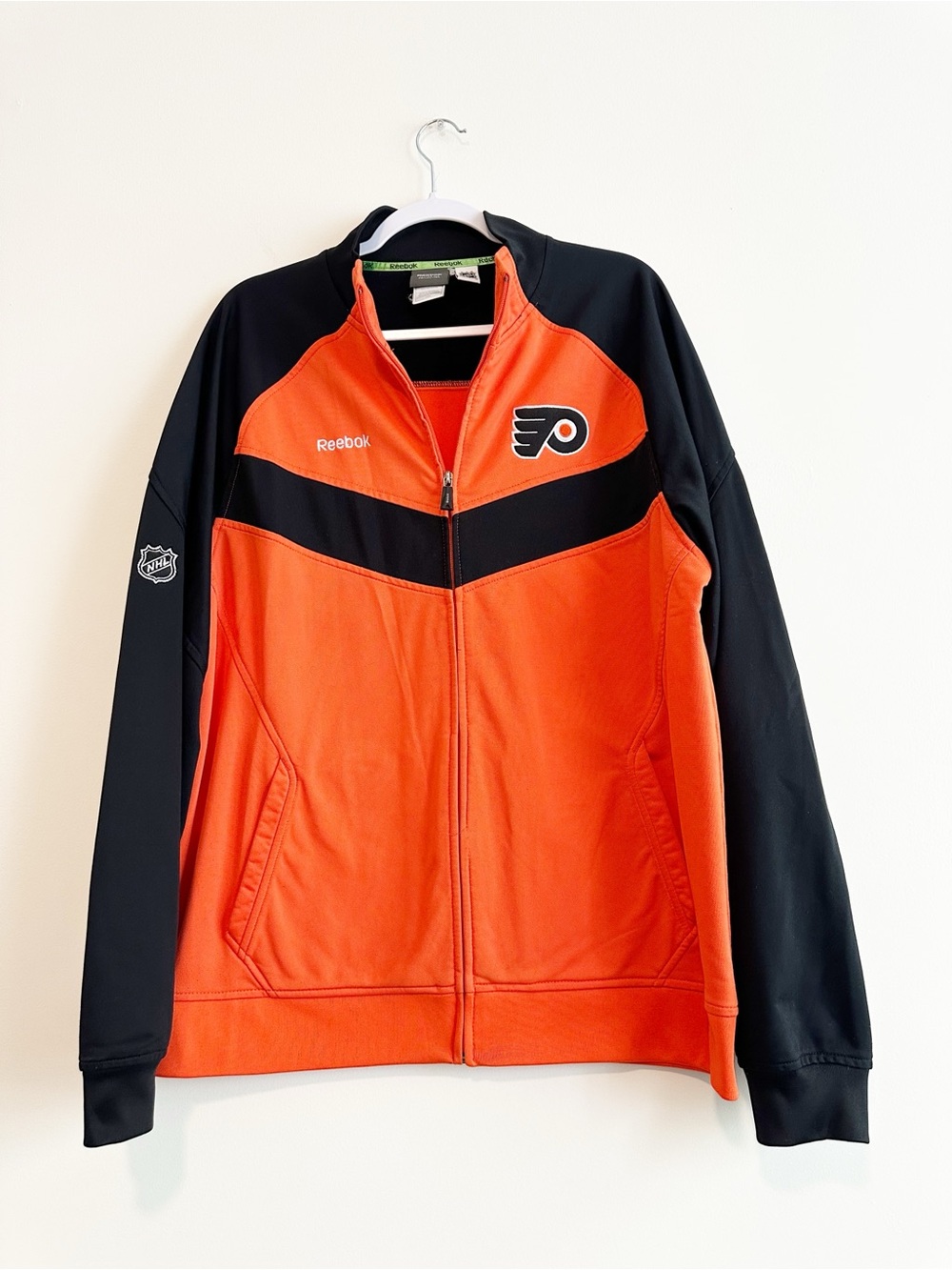 Reebok Men's Orange and Black Performance Jacket - Philadelphia Flyers